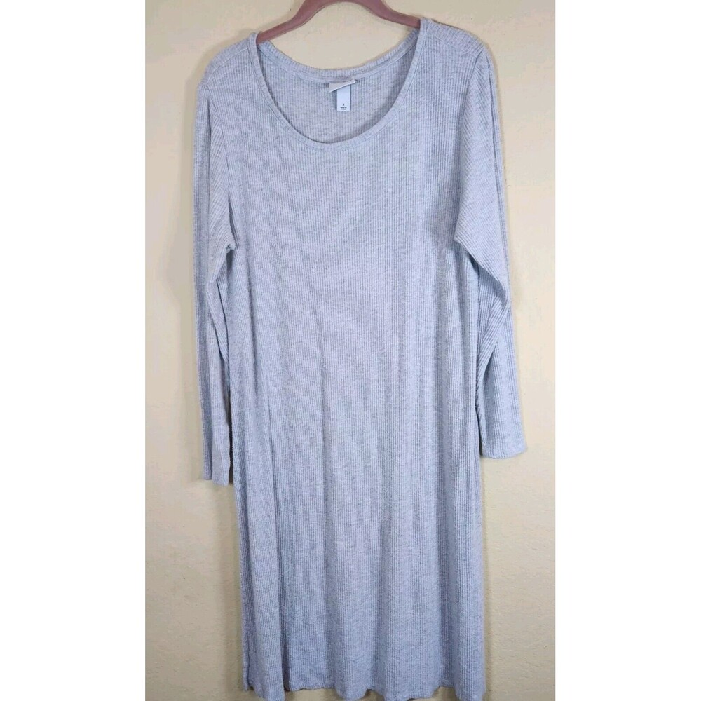 Ava & Viv Grey A-line Midi Prairie Boho Dress‎ textured XL PLUS minimalist